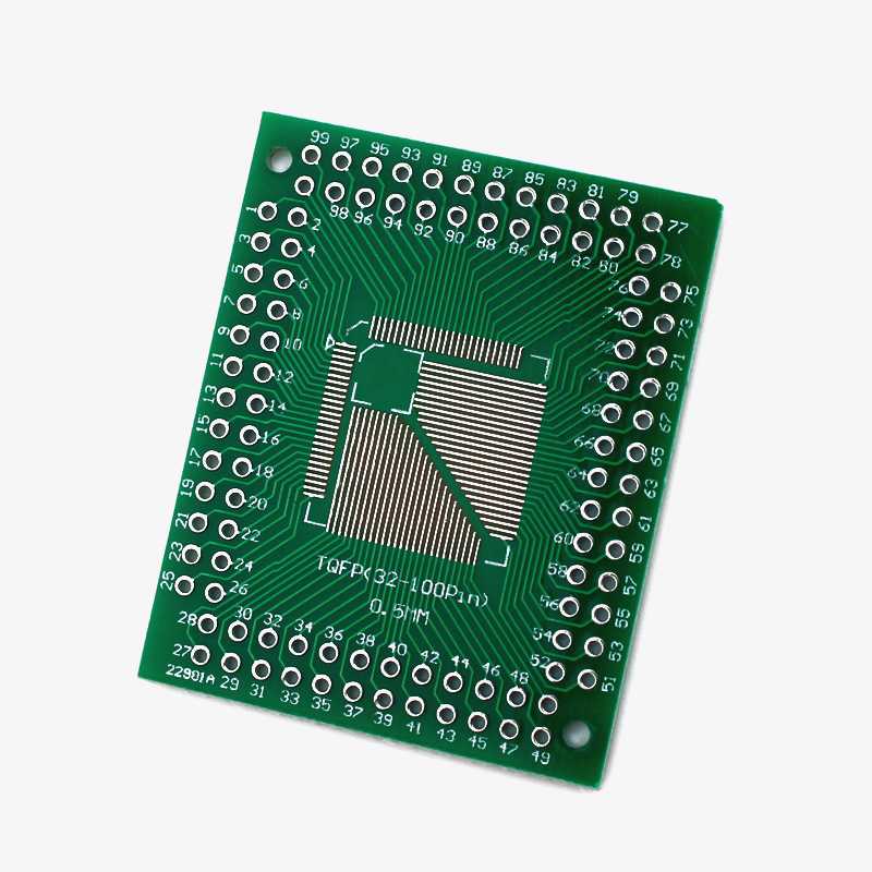 QFP/TQFP/LQFP/FQFP 32/44/64/80/100 LQF SMD to DIP Adapter PCB Board - View 1