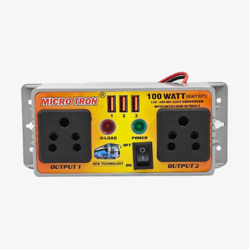 12/24V to 220V DC to AC Converter - 100W with Overload Protection Light - View 1