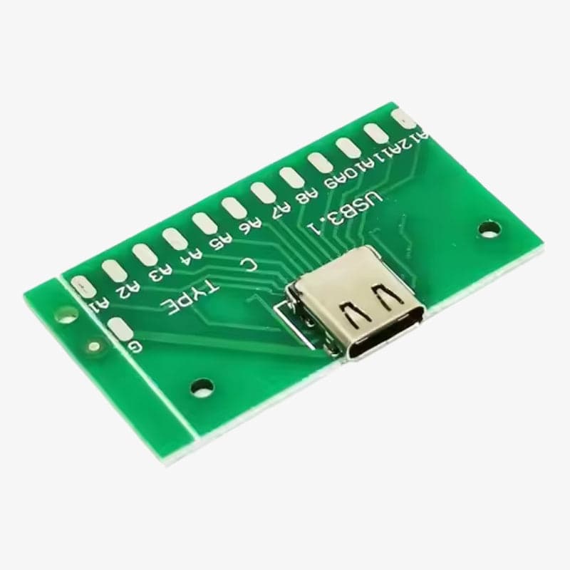 USB 3.1 Female Socket Type-C Connector 24-Pin Breakout PCB Board - View 1