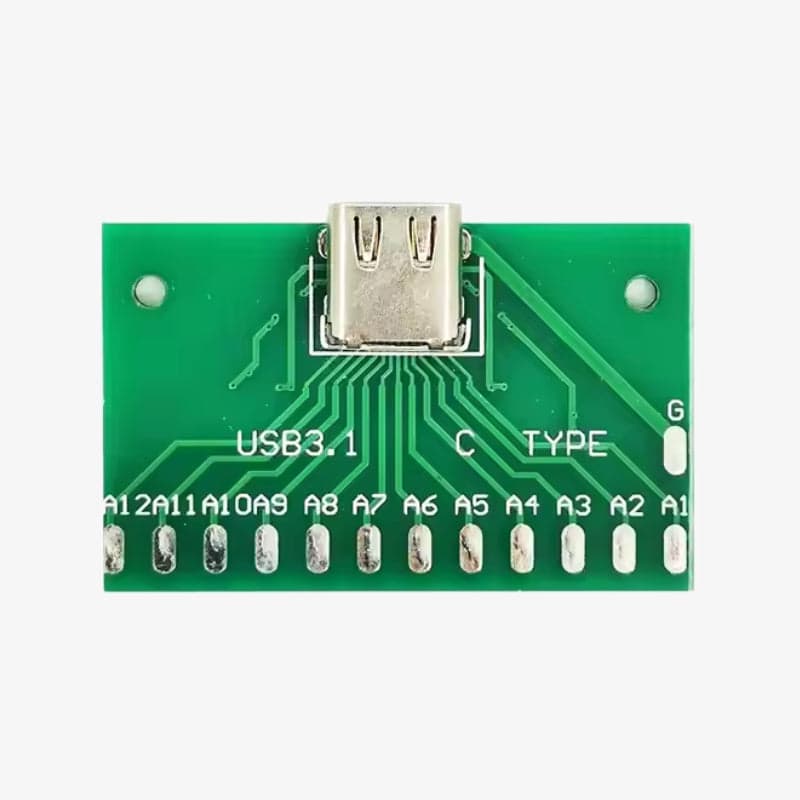 USB 3.1 Female Socket Type-C Connector 24-Pin Breakout PCB Board - View 2