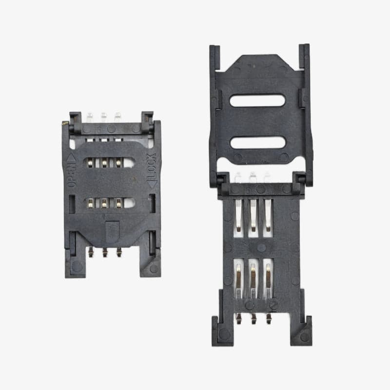 6 pin Flip Open SIM Card Holder - Hinge Cover Type - View 2