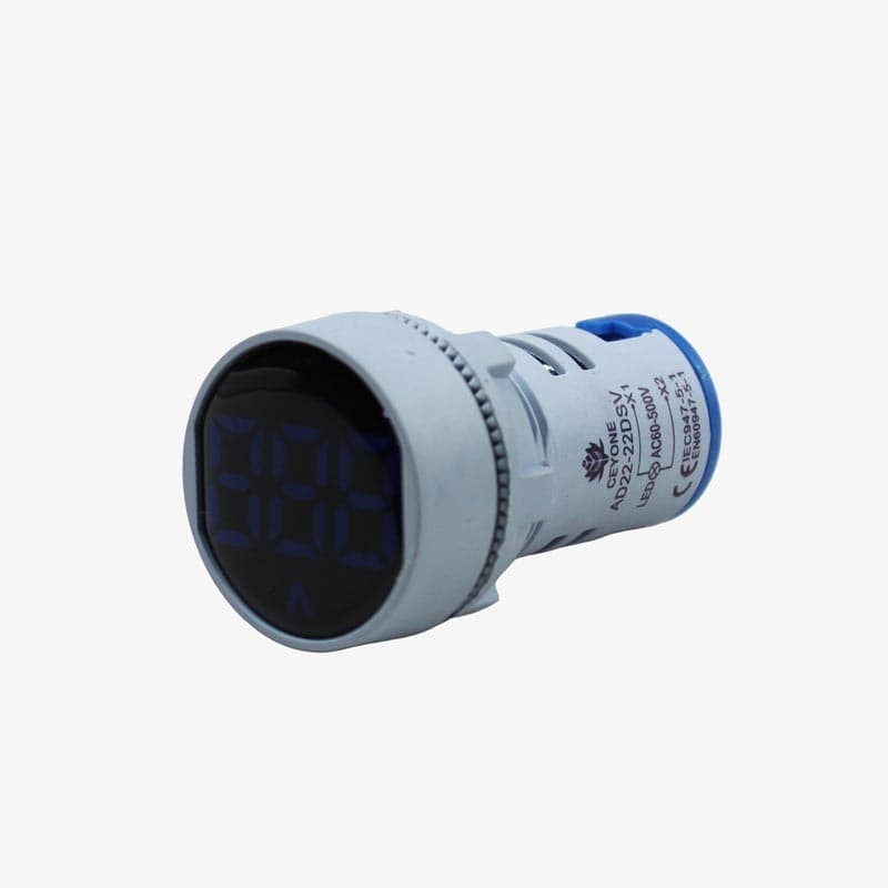 Ceyone AD22-22DSV AC Voltmeter Display Round Blue 22mm (60 to 500 VAC) - View 1