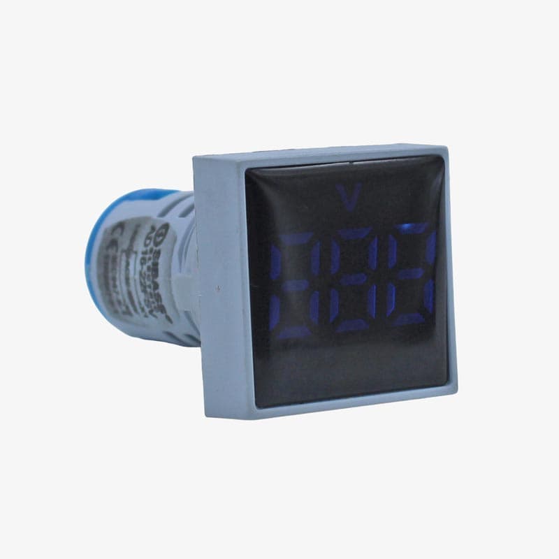 SIBASS AD16-22FSV AC Voltmeter Display Square Blue 22mm (AC60-500 V) - View 1