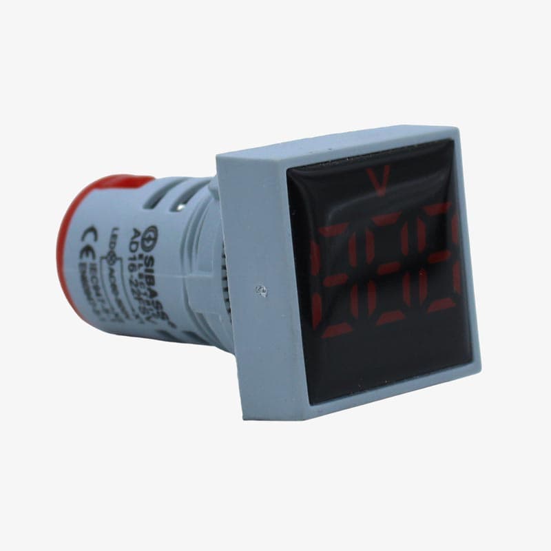SIBASS AD16-22FSV AC Voltmeter Display Square Red 22mm (AC60-500 V) - View 1