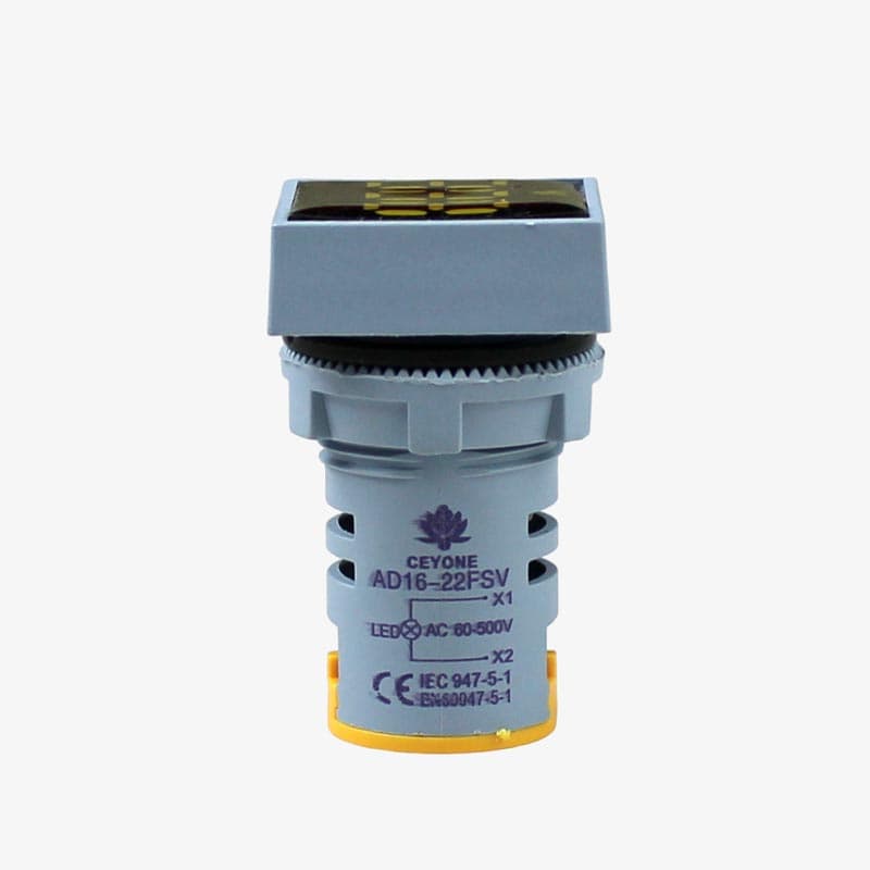 Ceyone AD16-22FSV AC Voltmeter Display Sqaure Yellow 22mm (AC60-500 V) - View 2