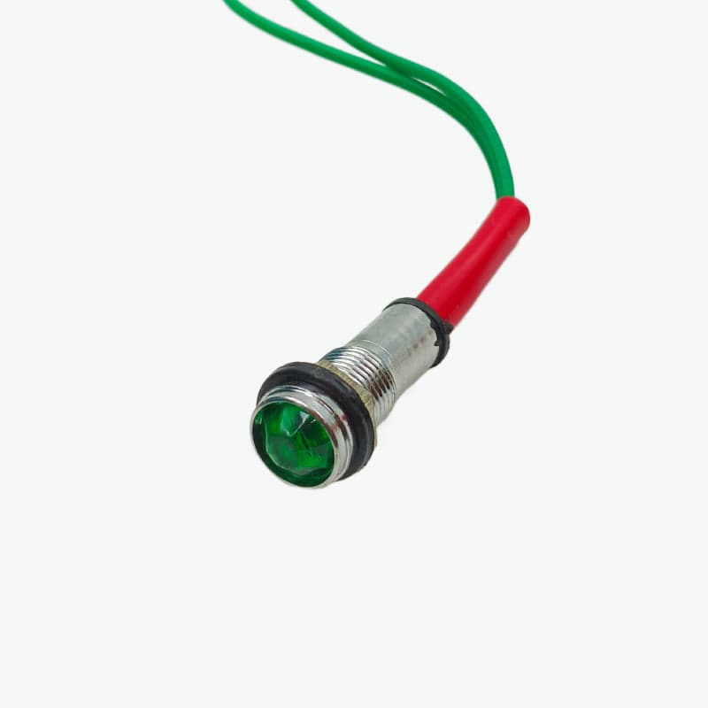Green 220V 9mm Diamond LED Metal Indicator Light with 15CM Cable - View 1