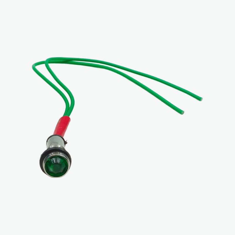 Green 220V 9mm Diamond LED Metal Indicator Light with 15CM Cable - View 3