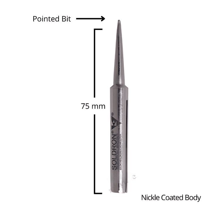 Soldron Pointed Bit Tip for 25 Watt Soldering Iron (Nickel Plated Needle Bit)- BN25N1 - View 3