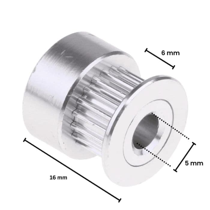 GT2 6mm Belt Width 20 Teeth 5mm Bore Timing Pulley - View 2