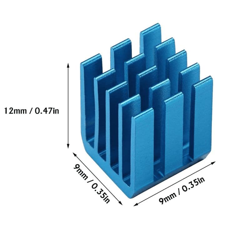Aluminum Cooling Heat Sink Chip RAM Radiator Heatsink Cooler | Reprap StepStick Heat Sink- Blue (9x9x12mm) - View 3