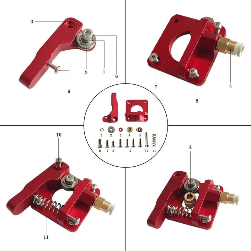 Extruder Kit Left Side Upgraded Red MK8 All Metal Bowden for 1.75mm Filament - View 3