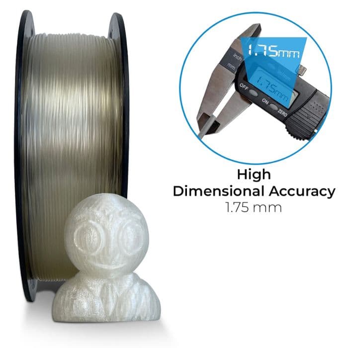 1.75MM Premium HS PLA 3d Printer Filament 1 KG - Clear Glass Colour - View 2
