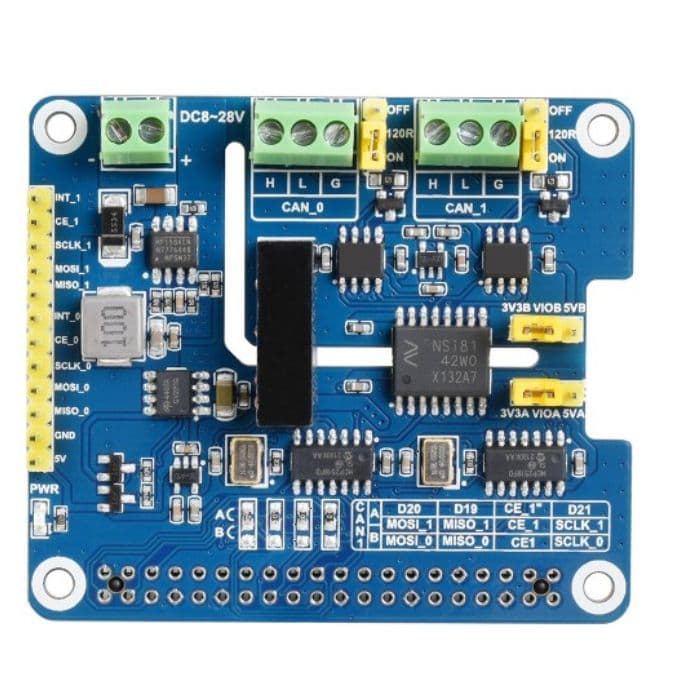 Waveshare 2-Channel CAN FD HAT Raspberry Pi Expansion Board - View 3