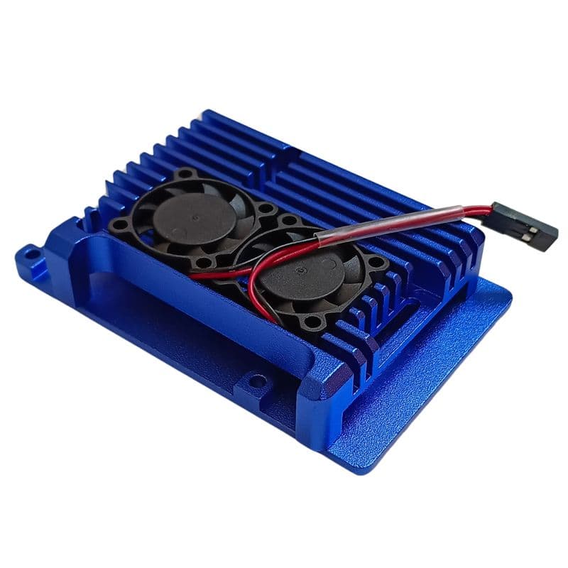 Metal Case with Double Fan for Raspberry PI 4 - Blue Colour - View 1