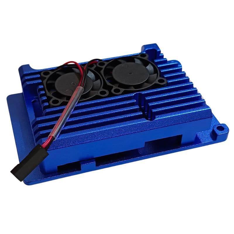 Metal Case with Double Fan for Raspberry PI 4 - Blue Colour - View 2