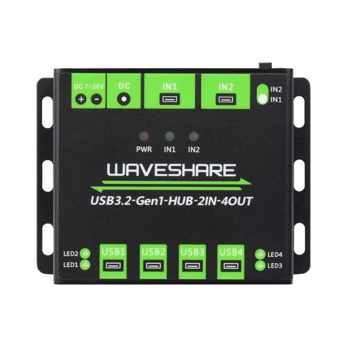 Waveshare Industrial Grade USB HUB Extending 4x USB 3.2 Ports with Switchable Dual Hosts - View 3