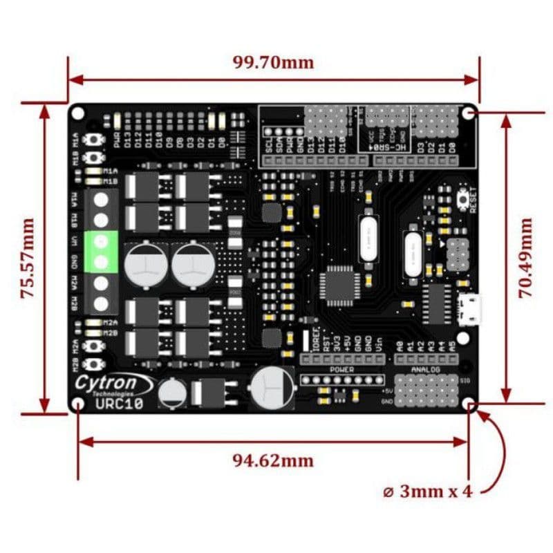 Cytron URC10 Sumo Robot Controller R1.1 Arduino-Compatible Motor Driver Board - View 3