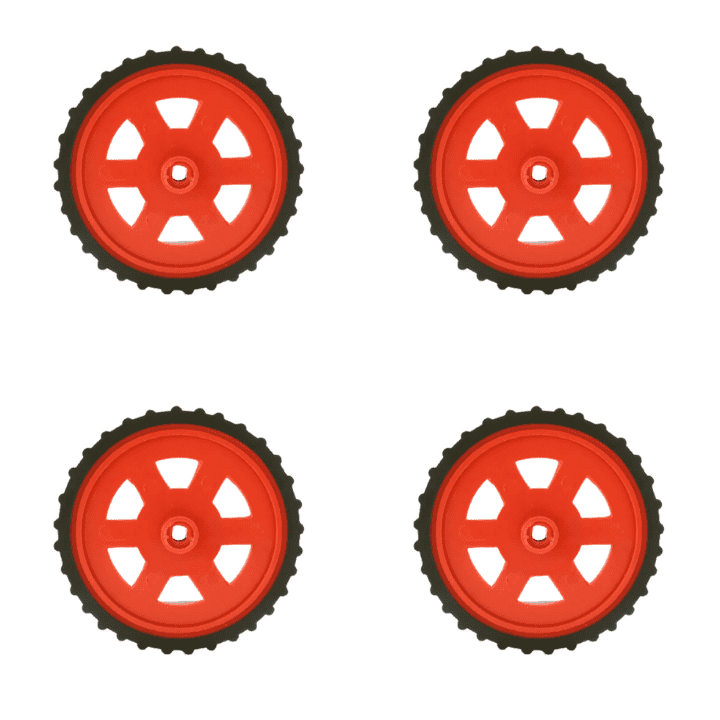 Red BO Motor Wheel - Set of 4 | Robotics Science Project - View 1