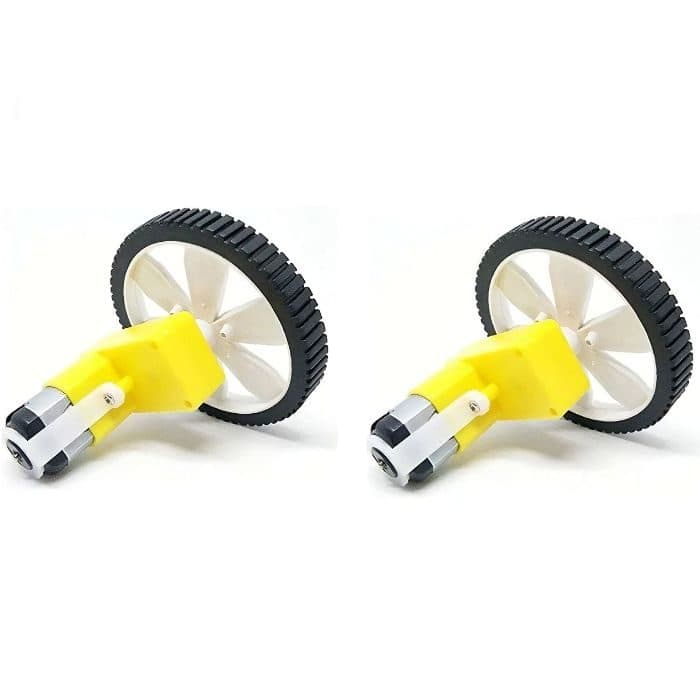 Single Shaft L-Shaped 60 RPM BO Motor with Wheel (2 sets) - View 1