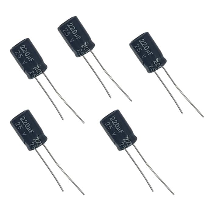 220µF 25V Electrolytic Capacitor (Pack of 5) - View 1