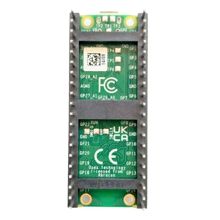 Raspberry Pi Pico W with Headers Soldered and USB Cable - View 3