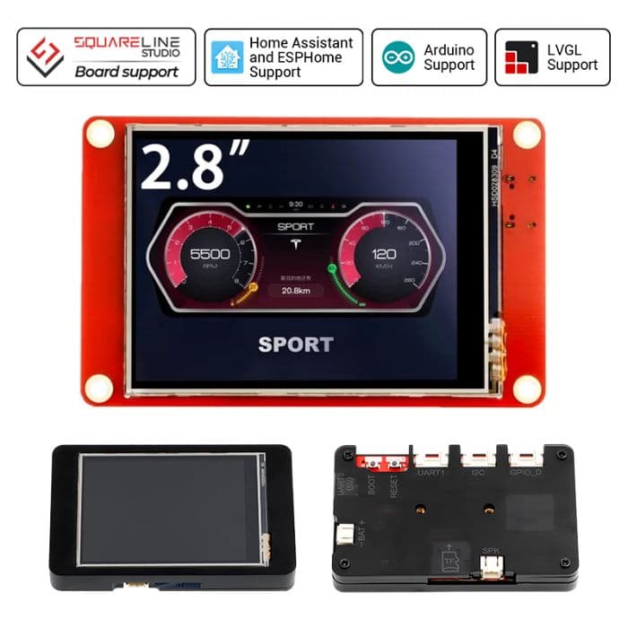 ELECROW ESP32 display 2.8 Inch HMI 240×320 Display SPI TFT LCD Touch Screen Compatible with Arduino/LVGL/Esphome/PlatformIO/Micropython with Acrylic Case - View 2