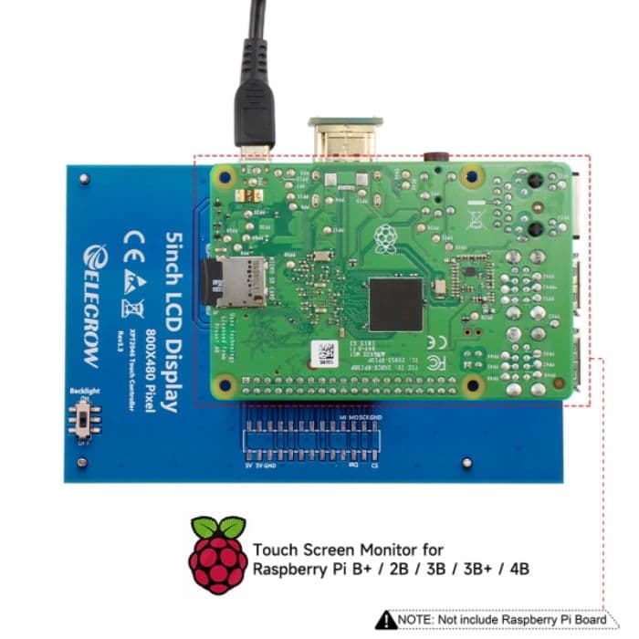 Elecrow RR050 5 Inch Resistive Touch Screen TFT Display 800x480 - View 2