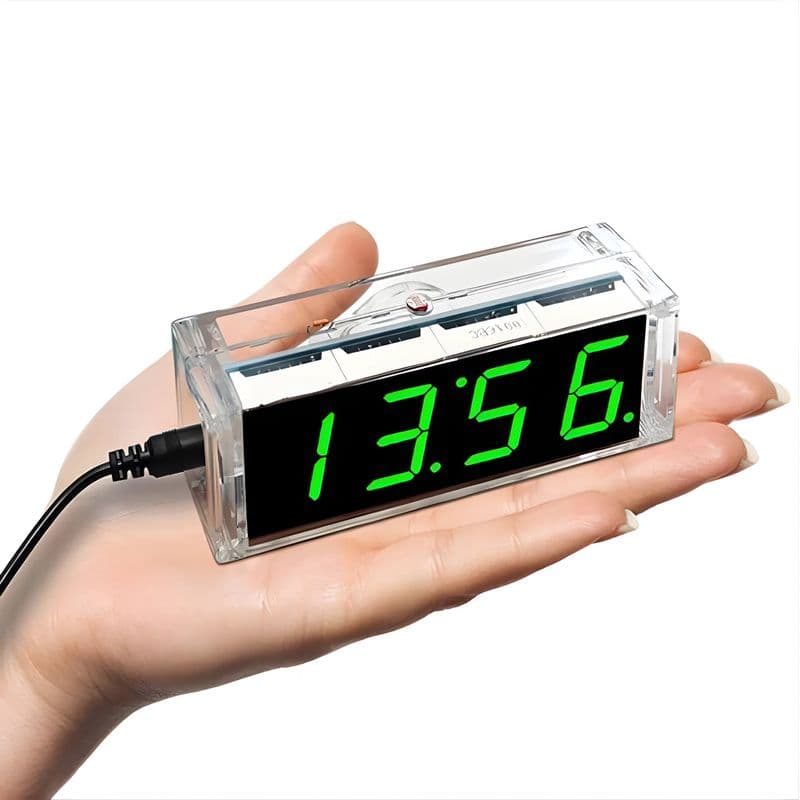 51 MCU LED Digital Clock DIY Kit (Green) – 1-Inch Light-Control Display with Housing for STEM Learning - View 2