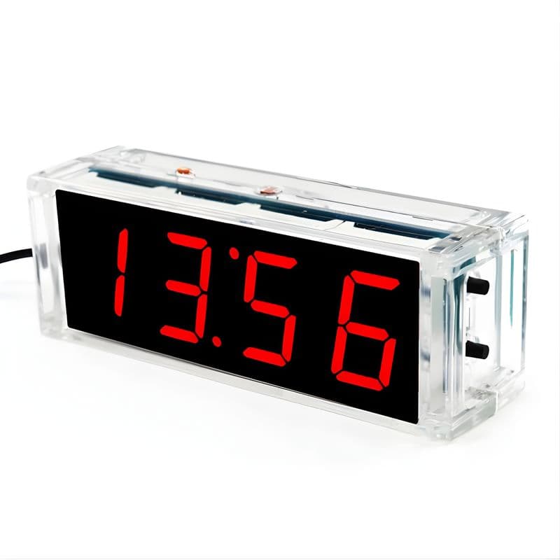 DIY 51 MCU Electronic Clock Kit (Red) – 1" Light-Control LED Display with Assembly Case for STEM Projects - View 1
