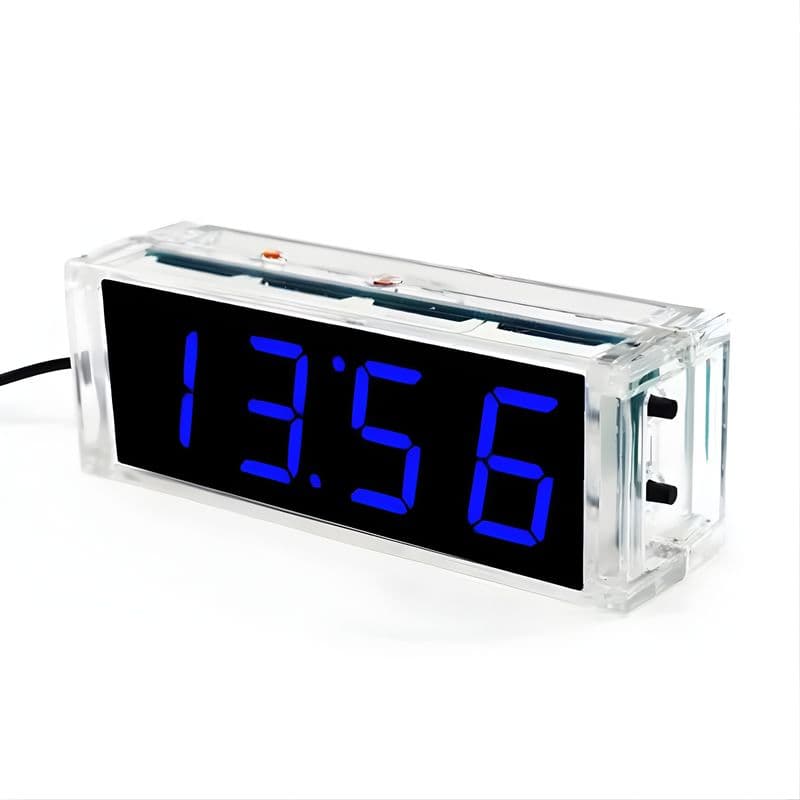 1-Inch LED Digital Display DIY Clock Kit (Blue) – Light-Control MCU Project Set with Casing - View 1