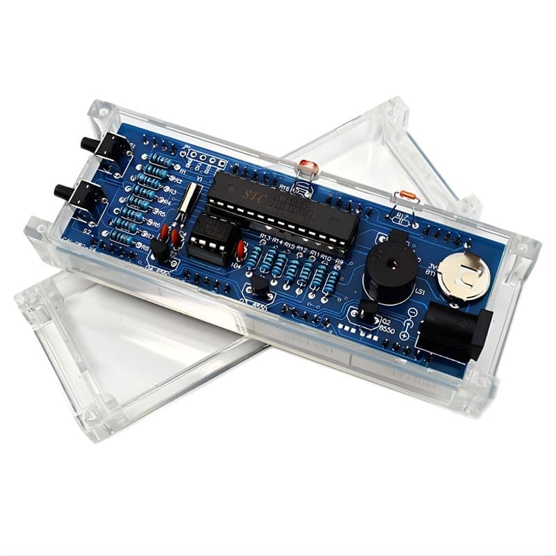 1-Inch LED Digital Display DIY Clock Kit (Blue) – Light-Control MCU Project Set with Casing - View 3