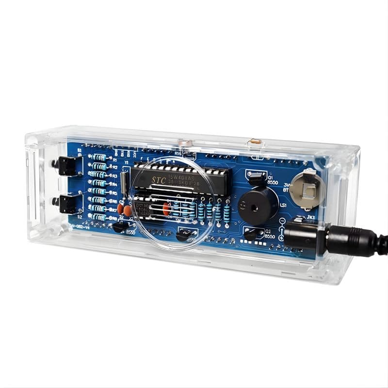 DIY 1-Inch LED Electronic Clock Kit (White) – Light-Control MCU Display Set with Enclosure - View 2