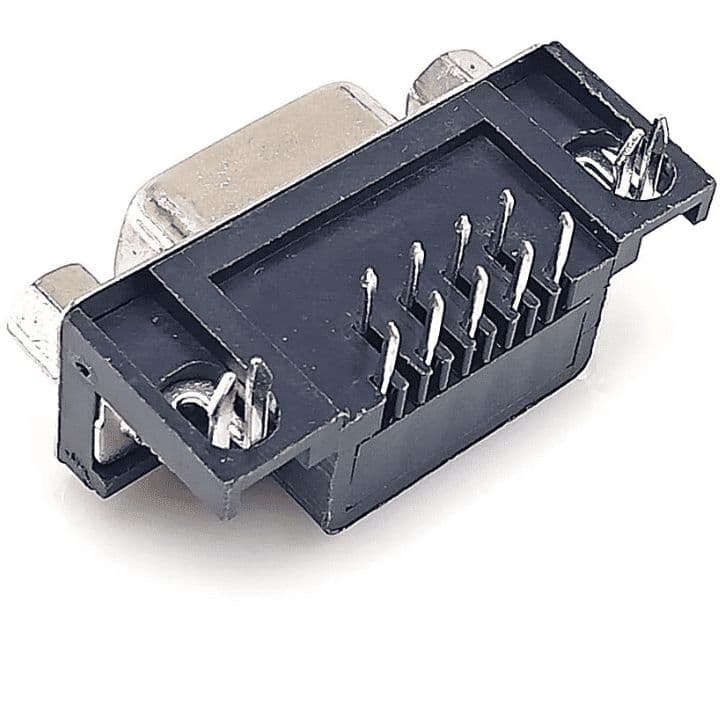 DB9 Female Right Angle Connector PCB Mount - View 2