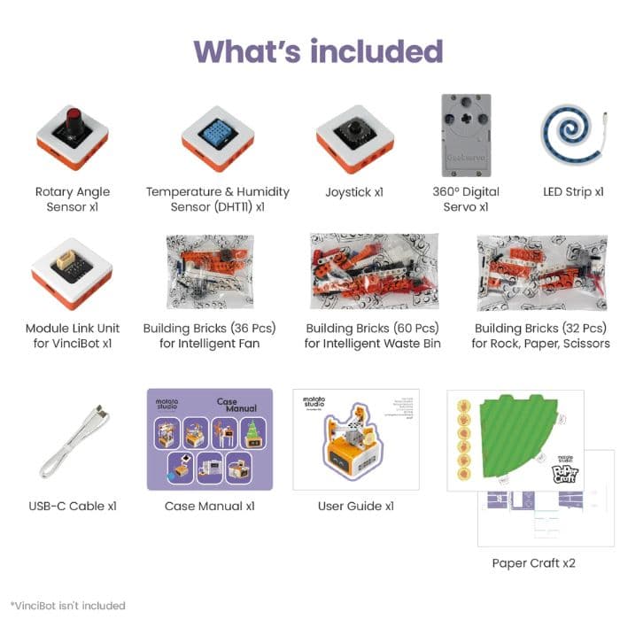 Matatalab 5 in 1 programmable electronic module kit - with 128 Building bricks (STEM Educational Robotics Starter Kit for 8+ Years) - Paired with VinciBot - View 2
