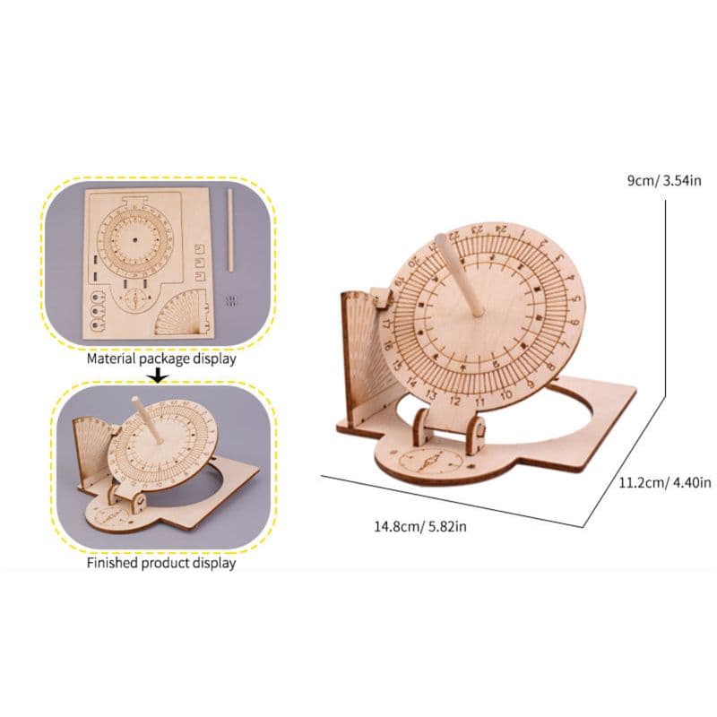 Pludo STEM Kit Sun Tracker – DIY Wooden Sundial Educational Toy for Kids 8–11 | Grade 3–5 Solar Time Science Learning Kit - View 3