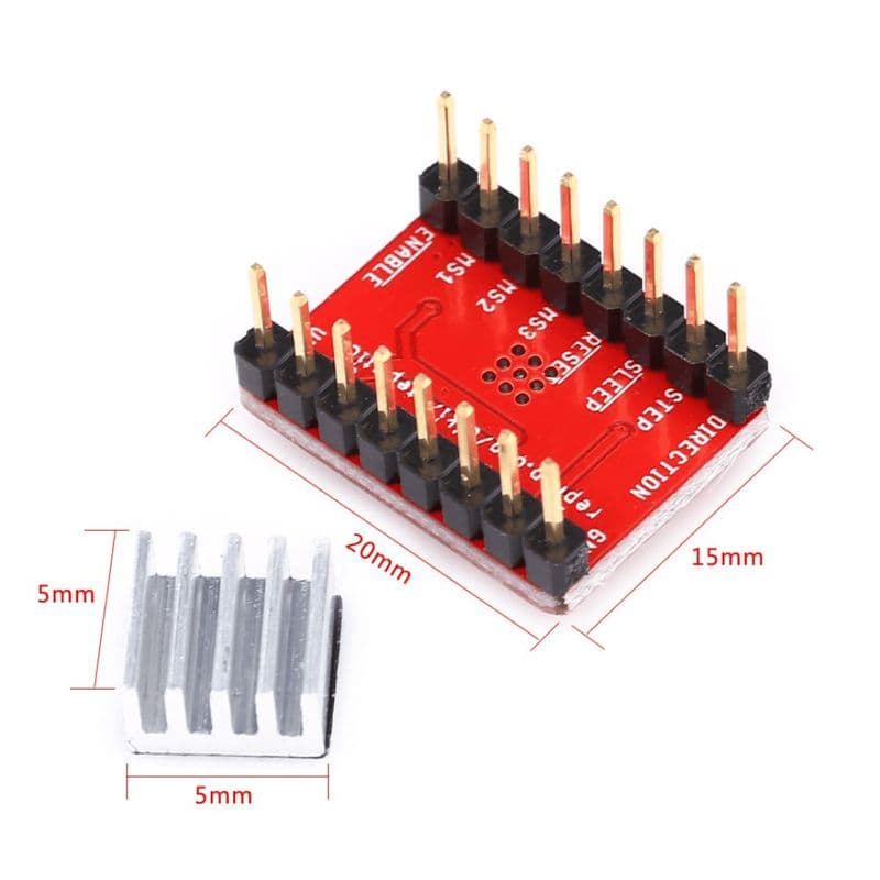A4988 Stepper Motor Driver Module with Heat Sink For 3D Printer (Red) - View 3