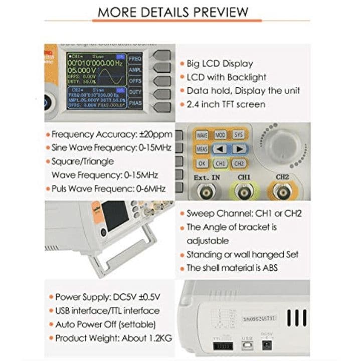 MetroQ MTQ1515 DDS Signal / Function Generator with Counter with USB- 15 Mhz - View 3