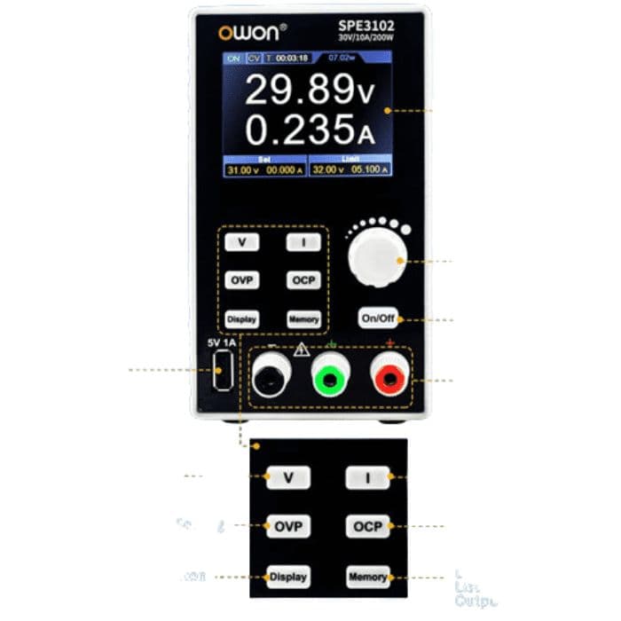 OWON SPE3102 30V 10A Programmable DC Power Supply - View 3