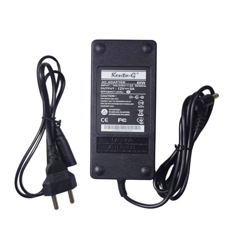 Kento-G 12V Power Adapter 5A 60W with 5.5mm DC Plug Standard AC to DC Power Supply - View 1