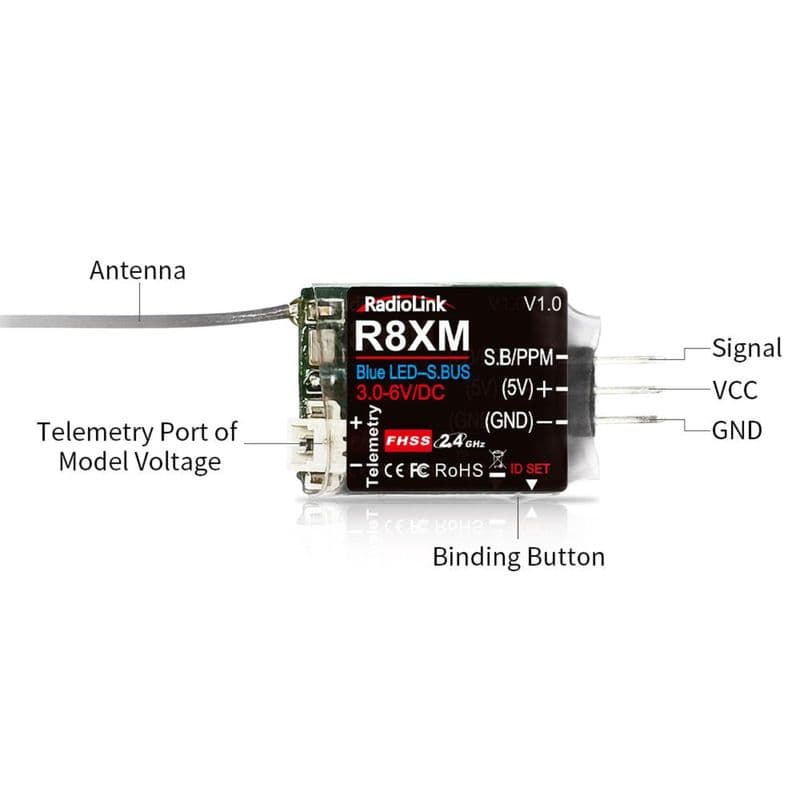 Radiolink R8XM Receiver for Drone 8 Channels 2.4GHz Receiver - View 2