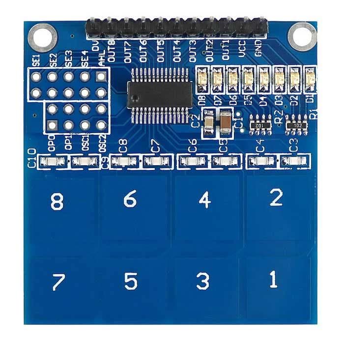 TTP226 8-Channel Capacitive Touch Pad Sensor - View 2