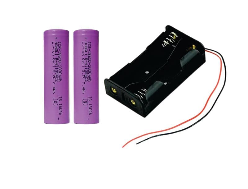 18650 Li-ion batteries + 2S battery holder - View 1