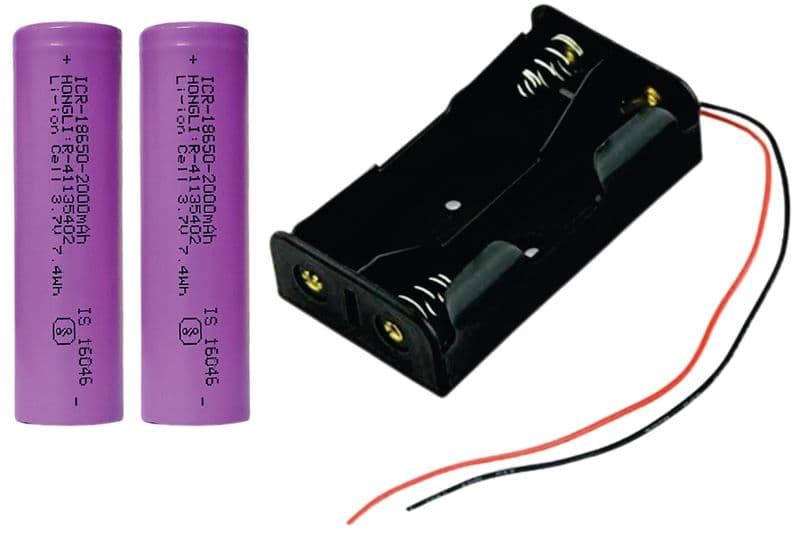 18650 Li-ion batteries + 2S battery holder - View 2