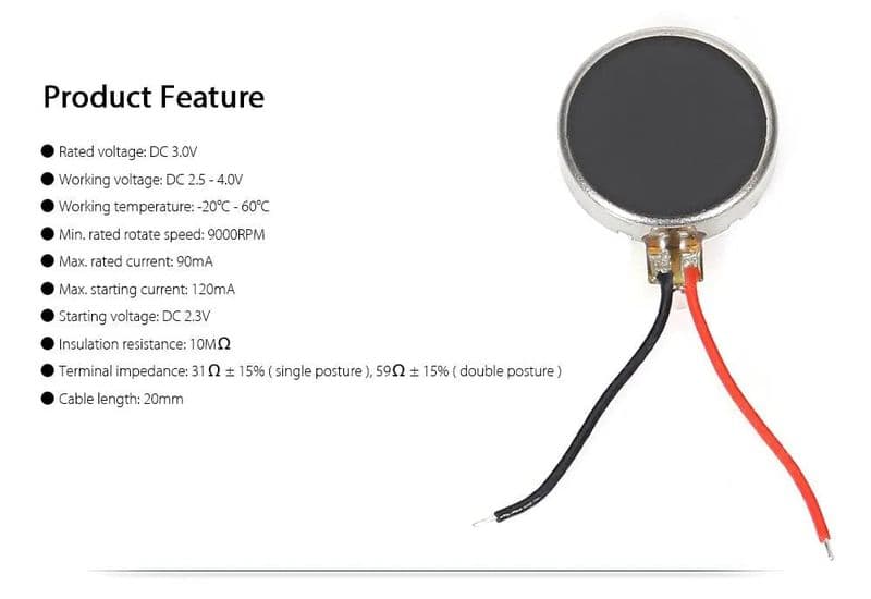 Flat 1034 Mobile Phone Vibrator Motor for Vibration Alerts or Haptic Feedback - View 2
