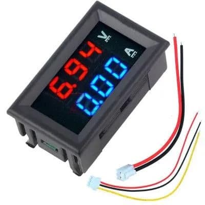0.28" DC Digital Voltmeter Ammeter - Dual LED Display, 4-100V, Blue & Red - View 2