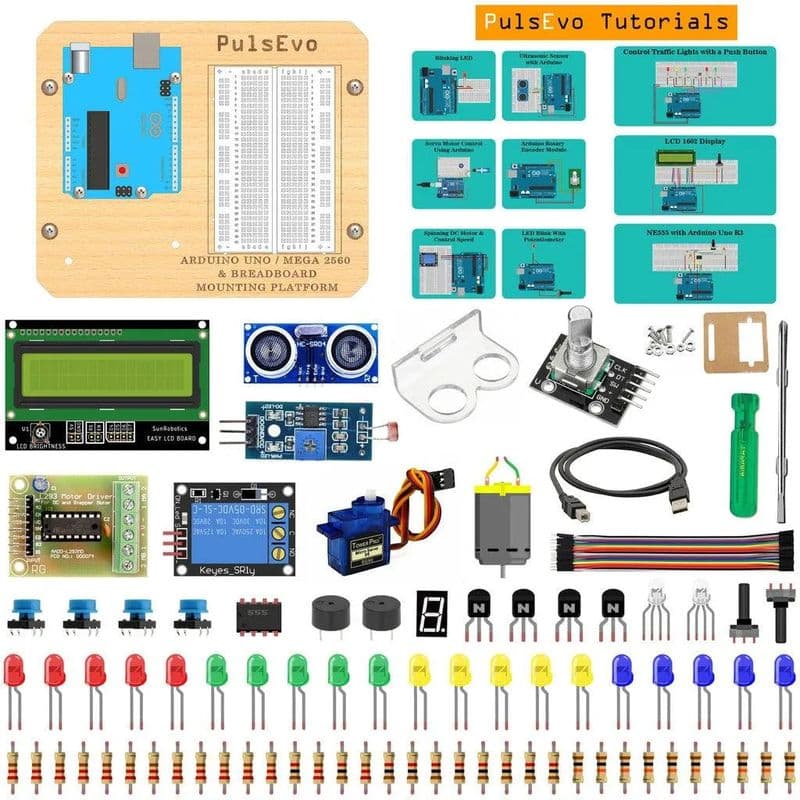 PulsEvo Arduino Uno Beginner Student Projects Learning Kit - View 1