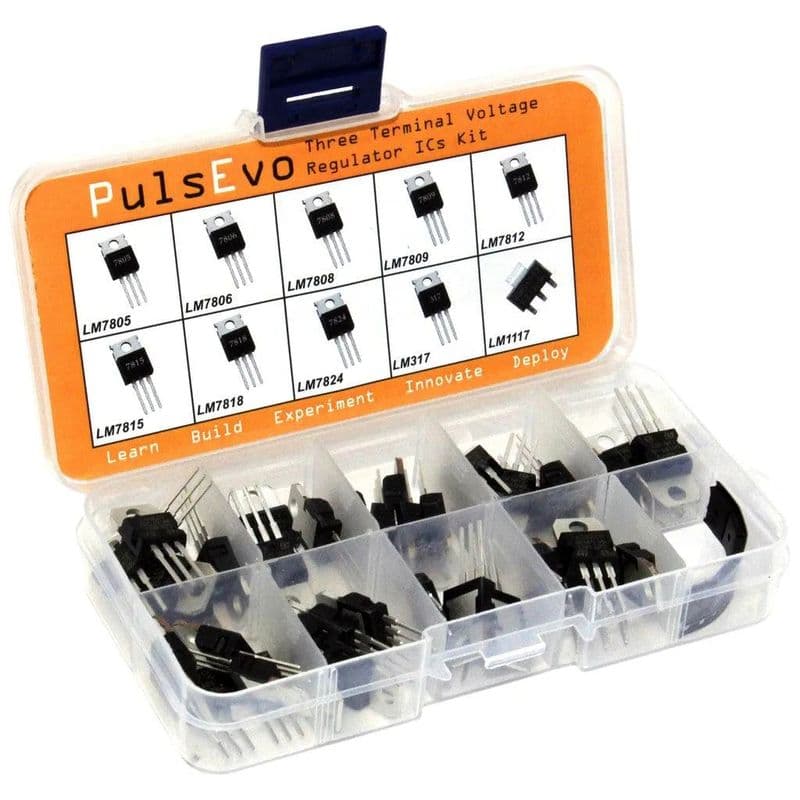 PulsEvo Three Terminal Voltage Regulator ICs Kit (50PCS) | High Power-Dissipation Capability | Output Current up to 0.5A to 1.5A - View 1
