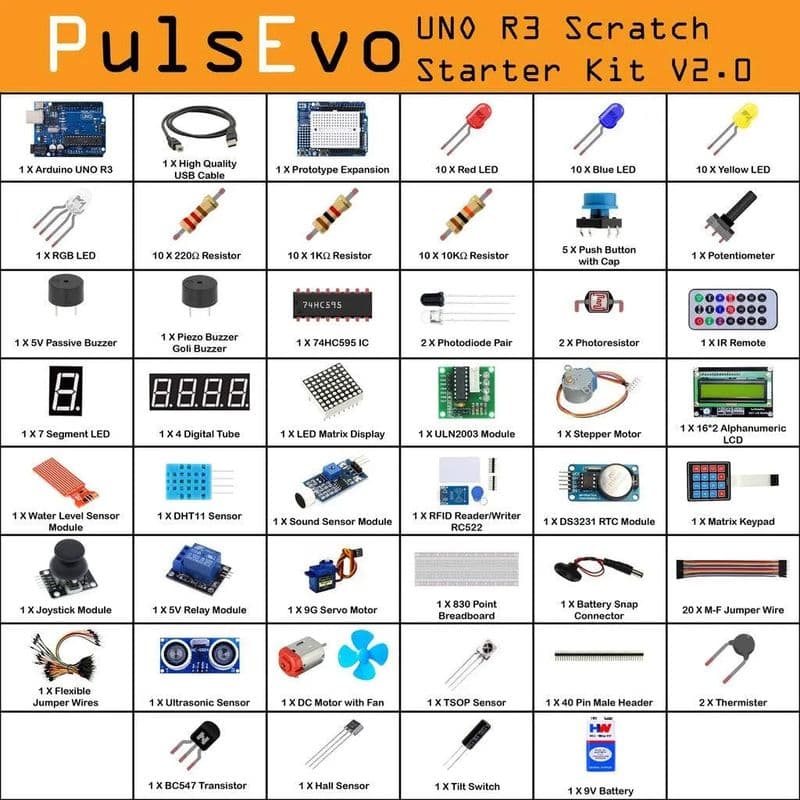 PulsEvo UNO R3 Scratch (Graphical Programming ) Starter Kit V2 Mixly M-block and Arduino IDE Compatible Codding kits for kids - View 2