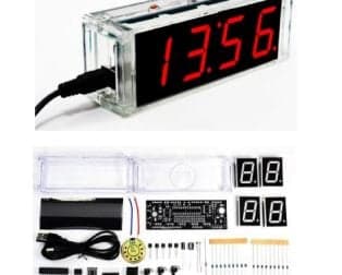 DIY Kit Red LED Electronic Microcontroller Digital Clock Time Thermometer With Talking Clock and PDF with Speaker - View 1