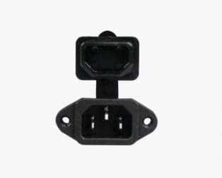 IEC 3 Pin Screw Mount Male Connector with Rubber Cover - View 1